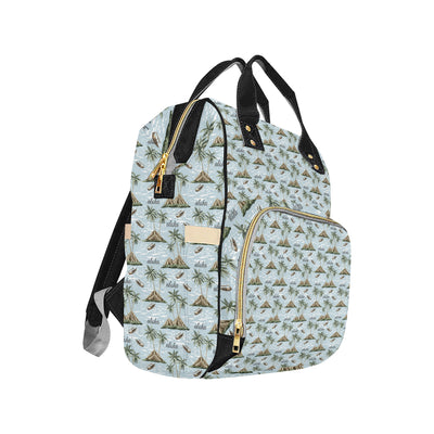 Aloha Hawaii island Design Themed Print Diaper Bag Backpack