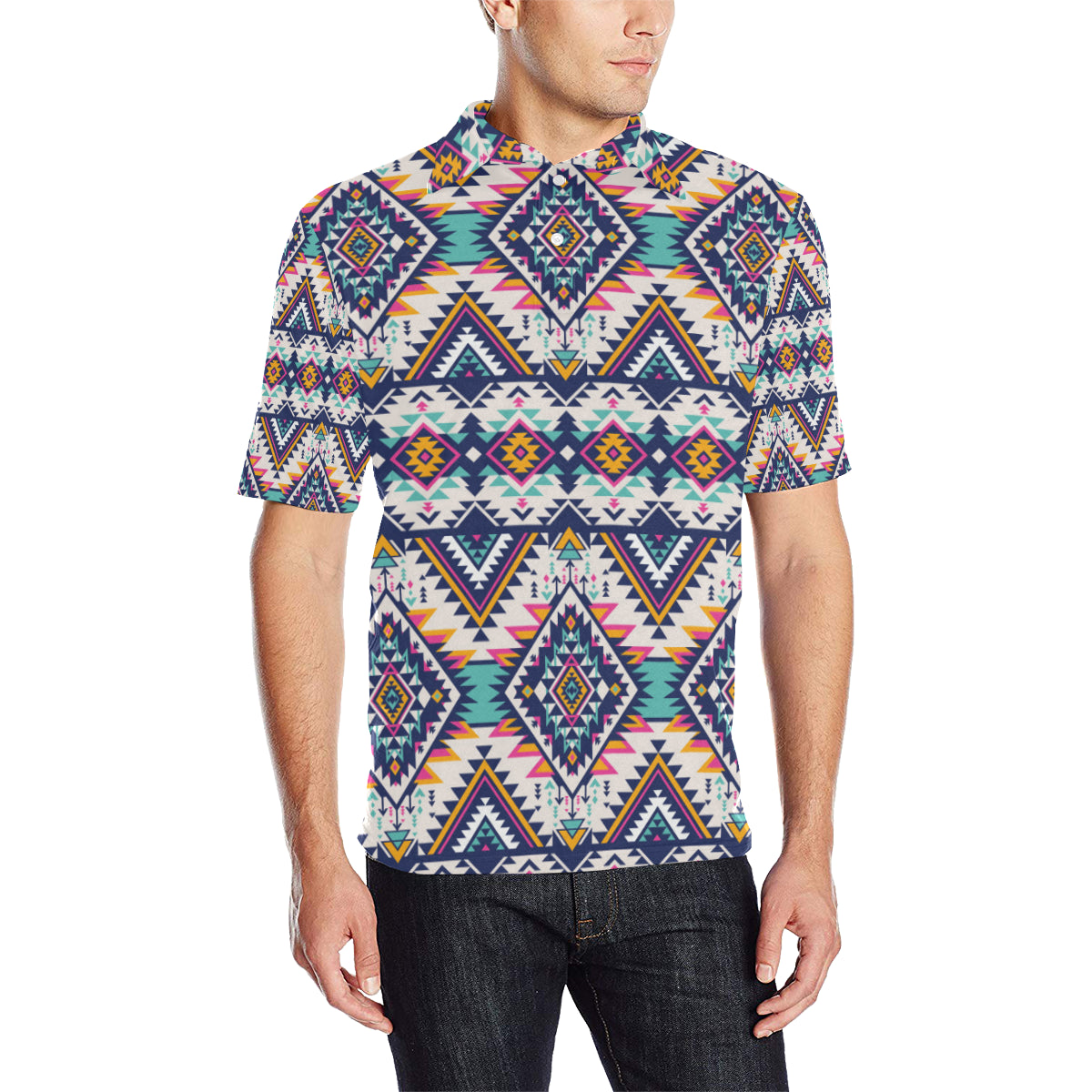 Tribal Aztec native american Men Polo Shirt