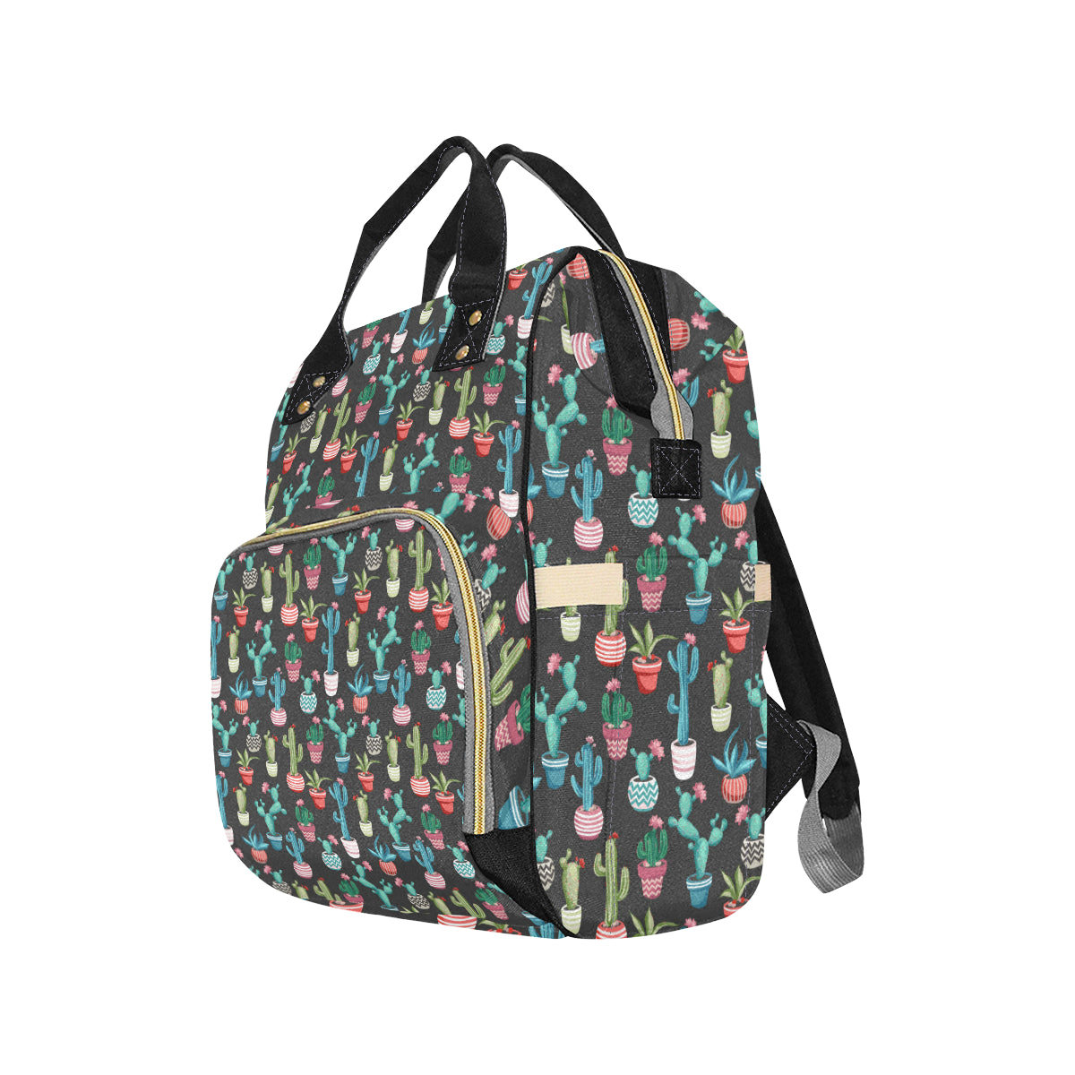Cactus Pattern Print Design 02 Diaper Bag Backpack