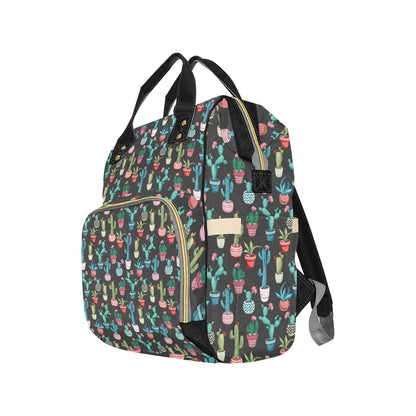 Cactus Pattern Print Design 02 Diaper Bag Backpack