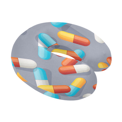 Pill Pattern Print Design A01 U-Shaped Travel Neck Pillow