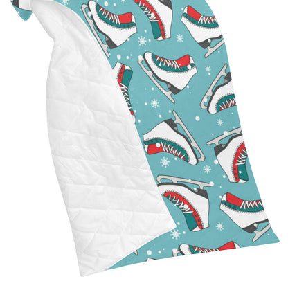 Ice Skate Pattern Print Design 03 Premium Quilt
