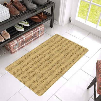 Music Note Vintage Themed Print Rubber Doormat