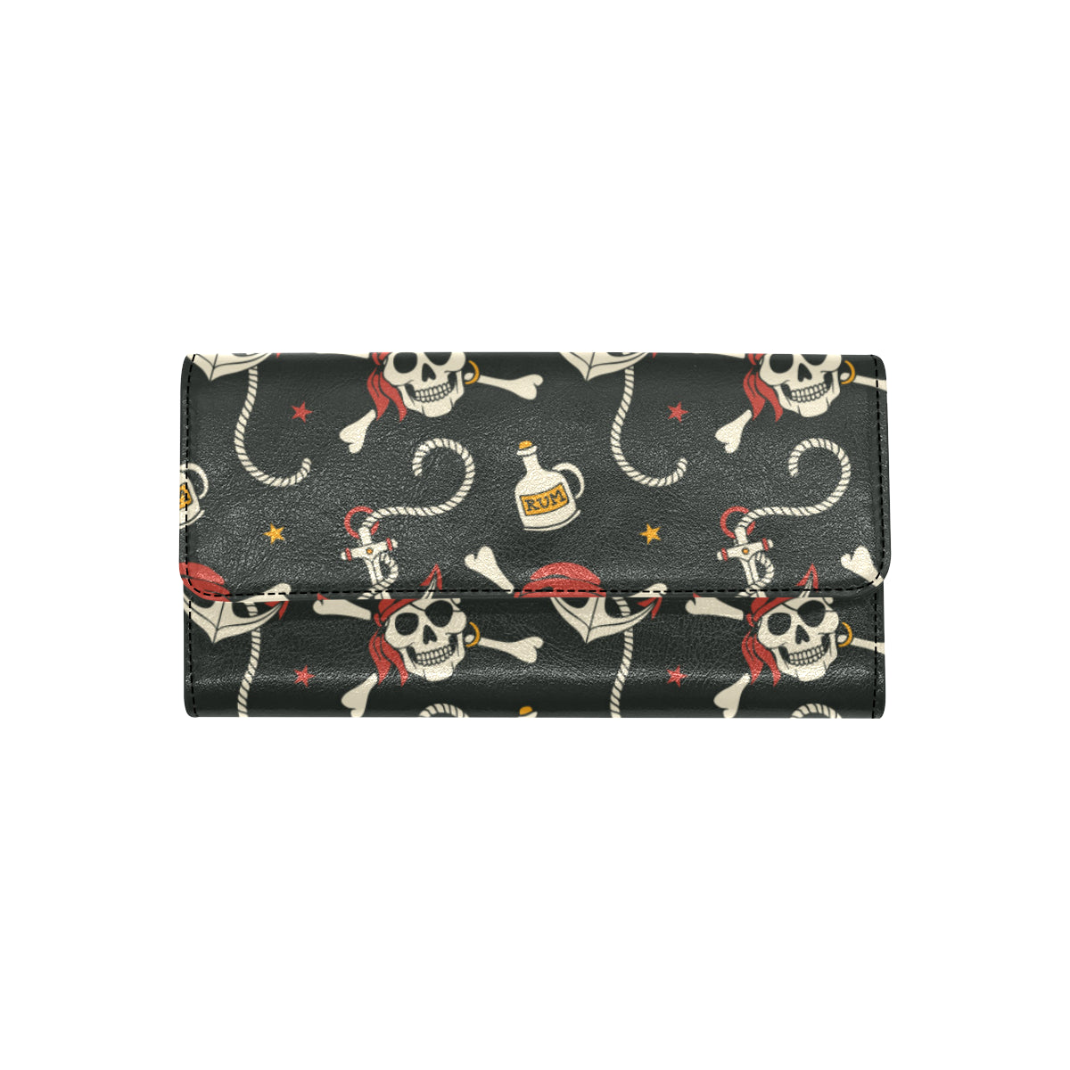 Pirate Pattern Print Design A02 Women's Trifold Wallet