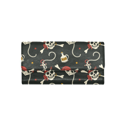 Pirate Pattern Print Design A02 Women's Trifold Wallet