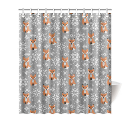 Knit Red Fox Pattern Print Design 02 Shower Curtain