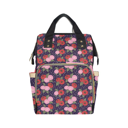 Camellia Pattern Print Design CM02 Diaper Bag Backpack