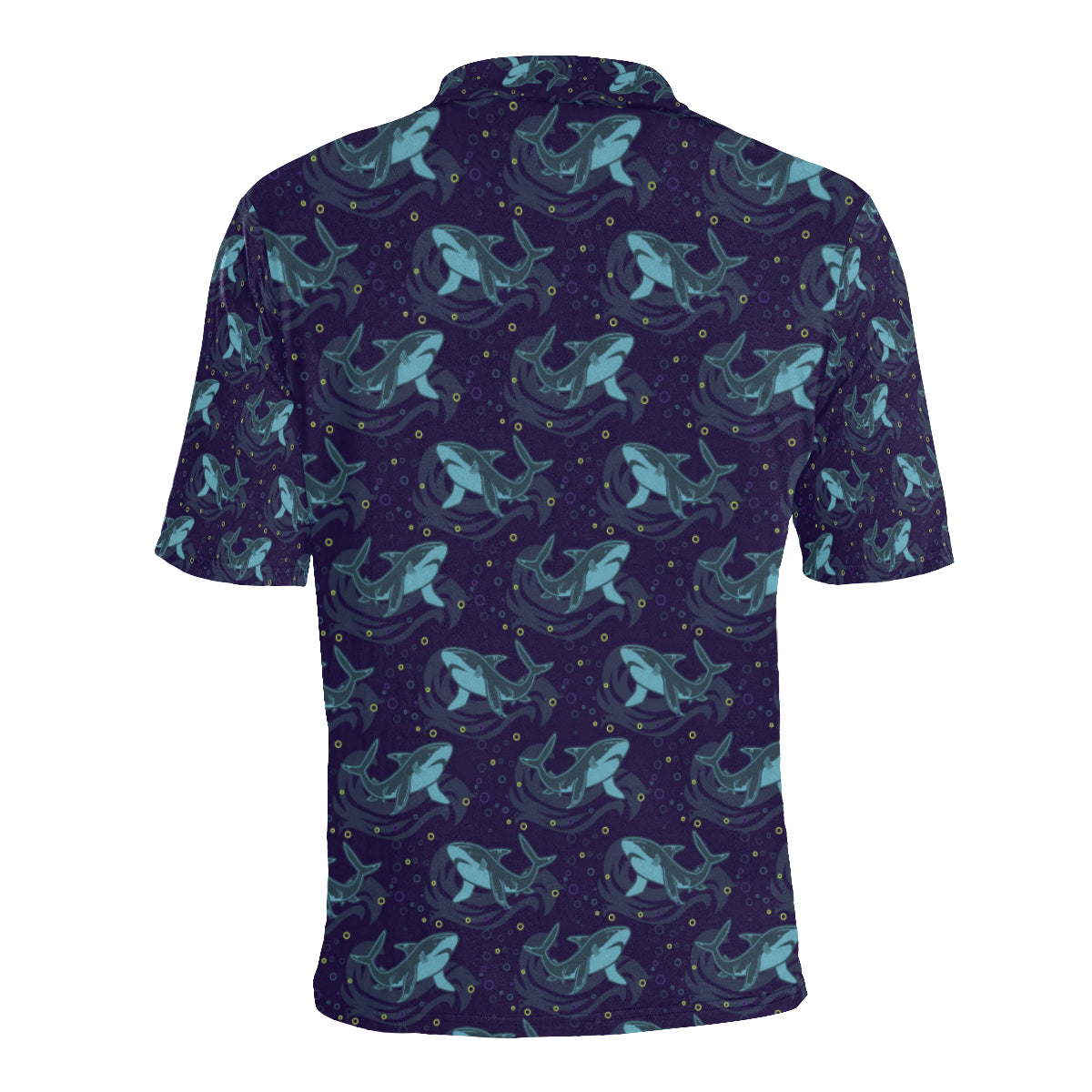 Shark Themed Print Men Polo Shirt