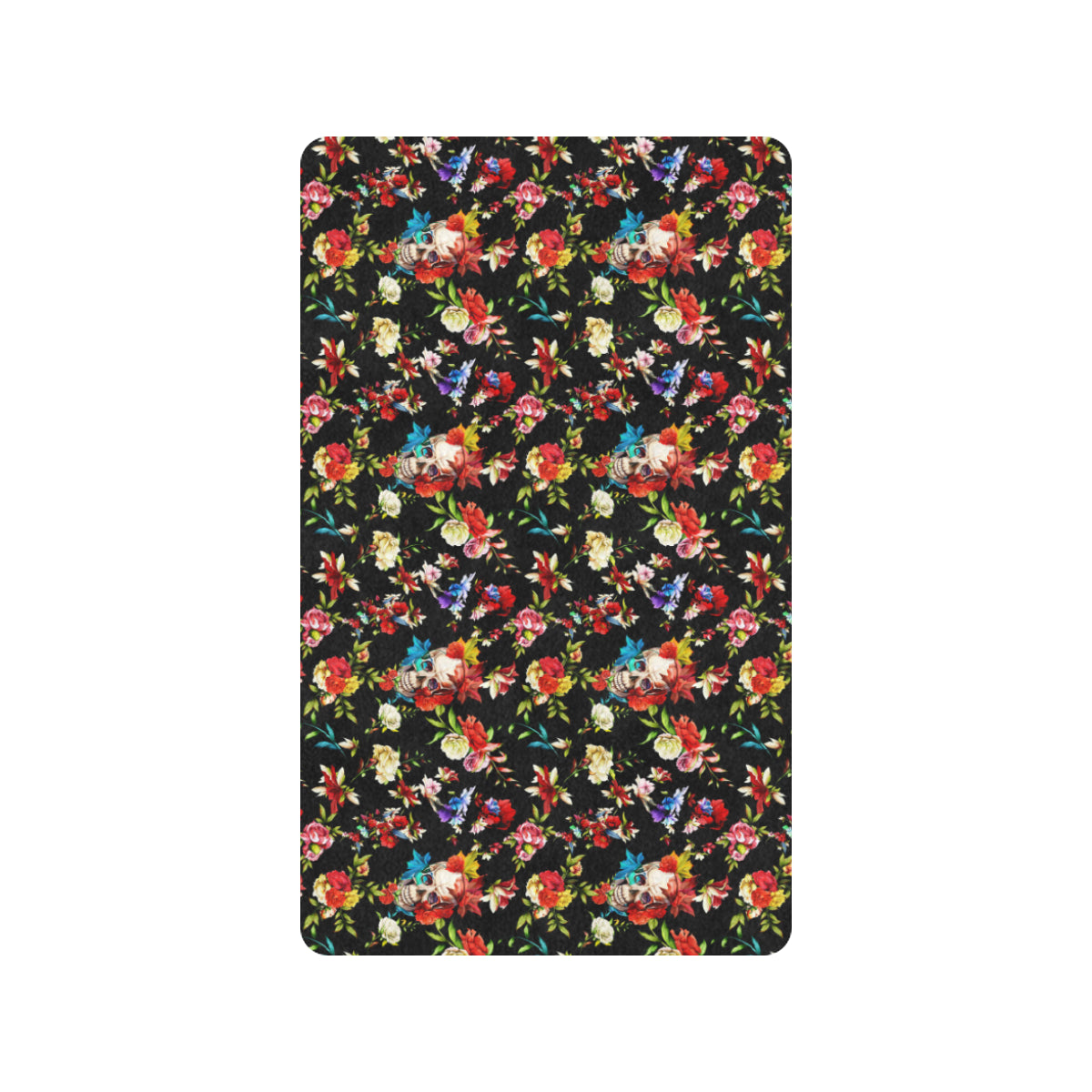 Skull Roses Flower Design Themed Print Rubber Doormat