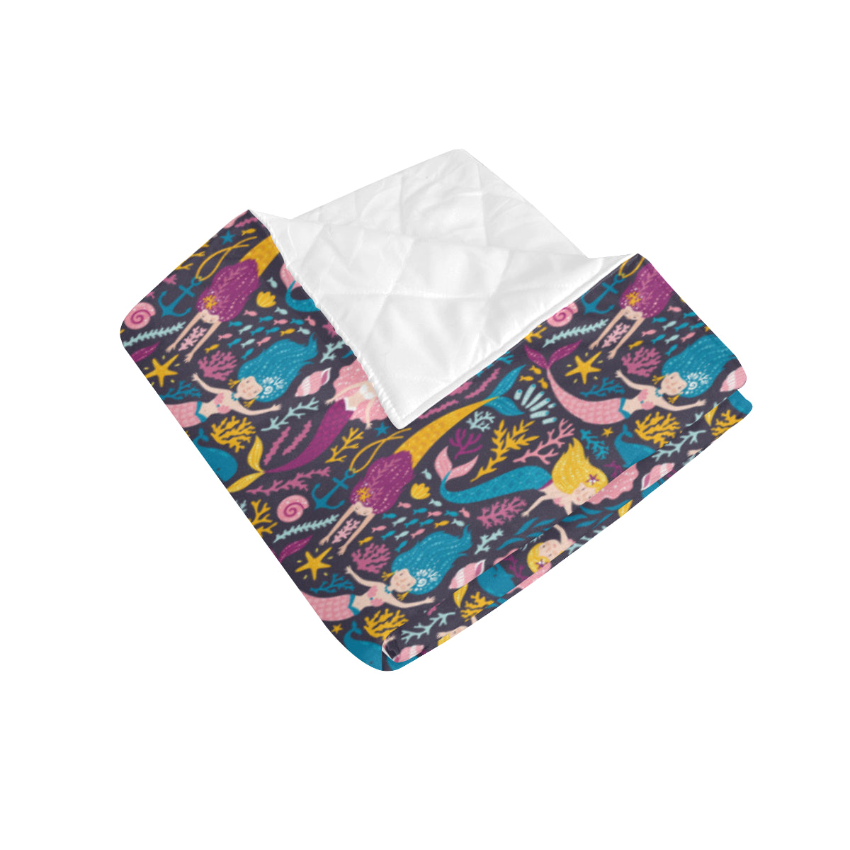 Mermaid Pattern Print Design 08 Premium Quilt