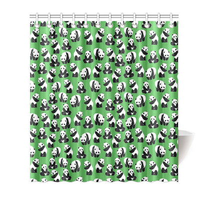 Panda Bear Pattern Themed Print Shower Curtain