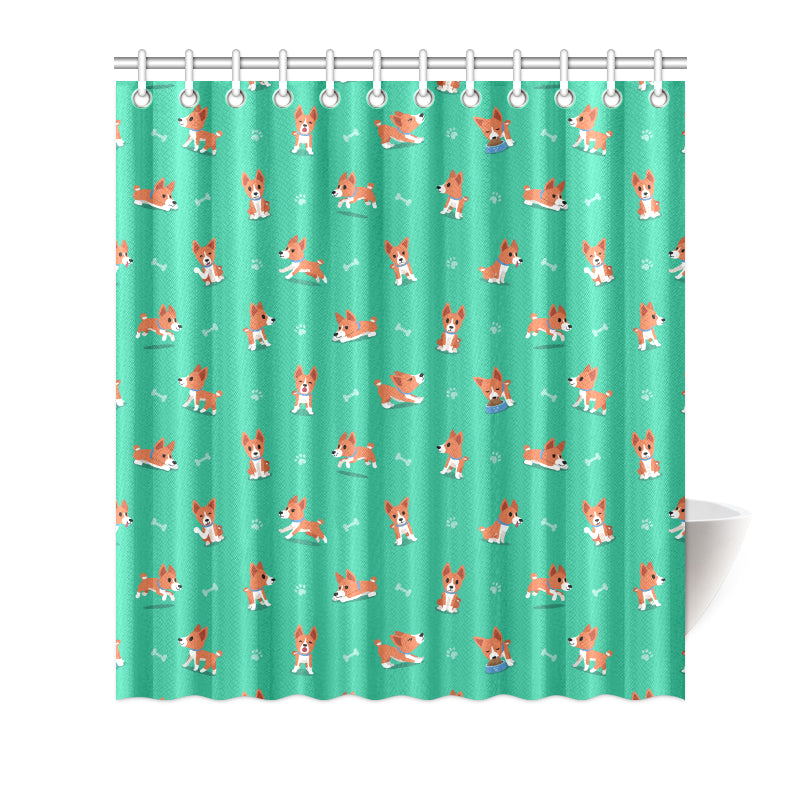 Basenji Pattern Print Design 02 Shower Curtain