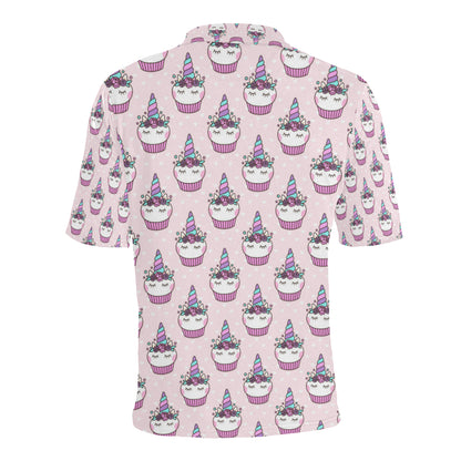Cupcakes Unicorn Print Pattern Men Polo Shirt