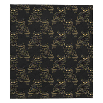 Gold Owl Pattern Premium Quilt