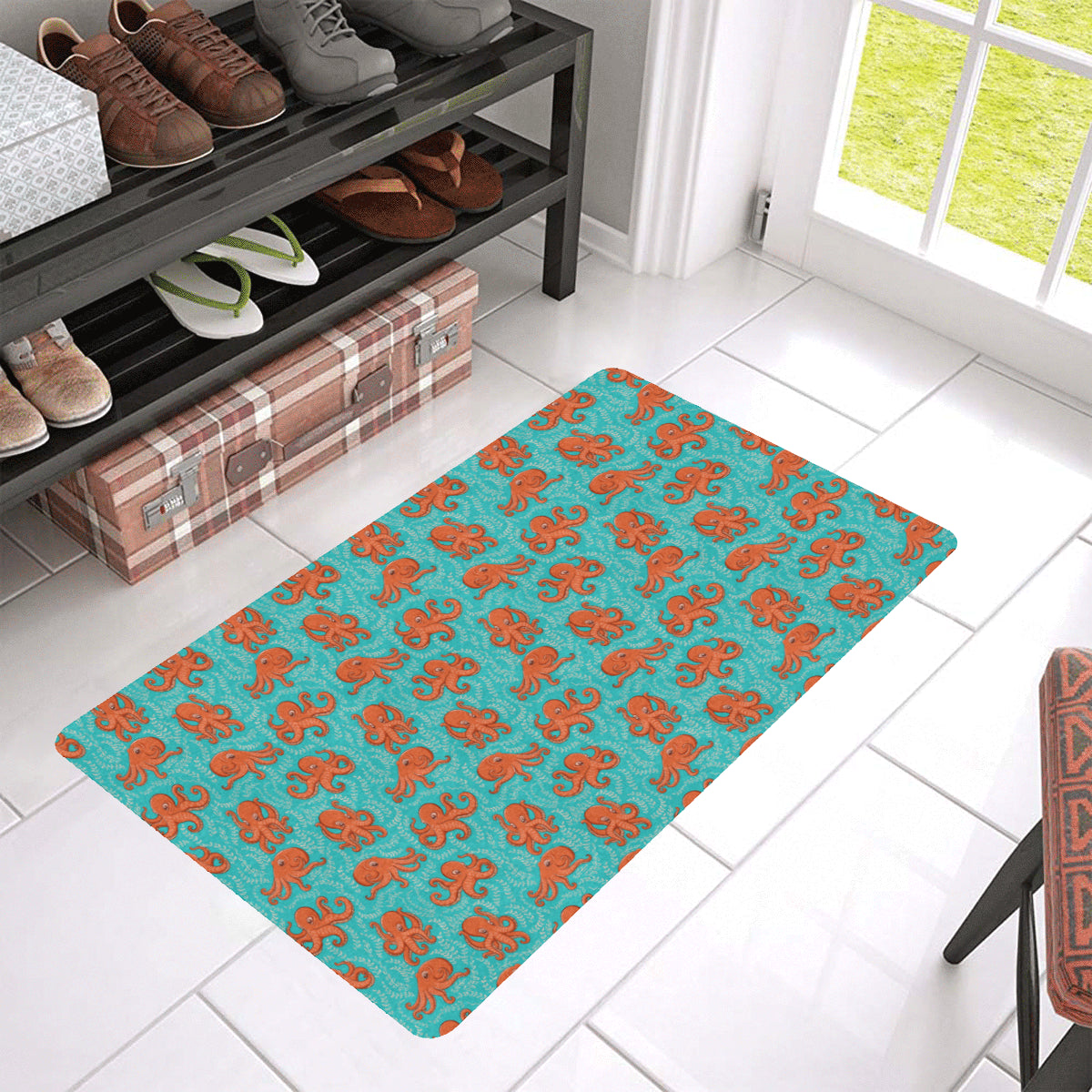 Octopus Cartoon Design Print Themed Rubber Doormat
