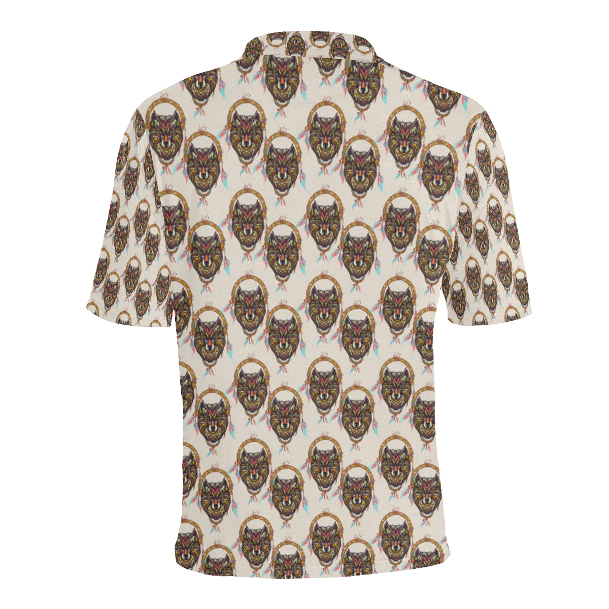 Wolf Tribal Dream Catcher Design Print Men Polo Shirt