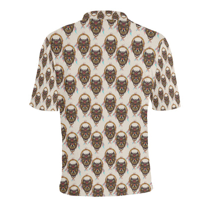 Wolf Tribal Dream Catcher Design Print Men Polo Shirt