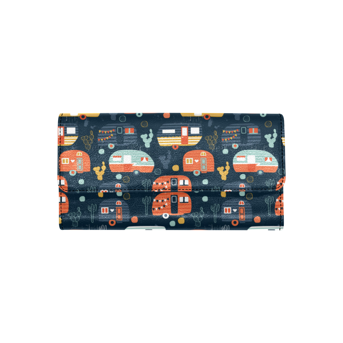 Camper Caravan Print Pattern Women's Trifold Wallet