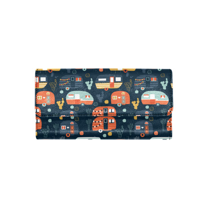 Camper Caravan Print Pattern Women's Trifold Wallet