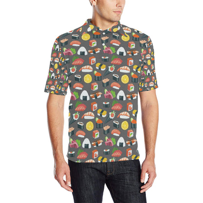 Sushi Pattern Print Men Polo Shirt