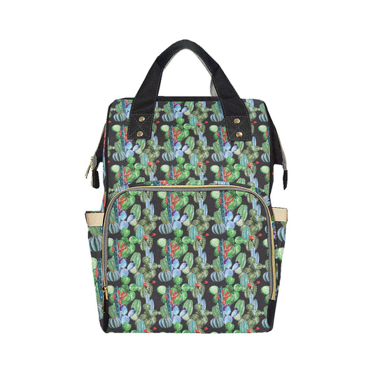 Cactus Watercolor Style Print Diaper Bag Backpack
