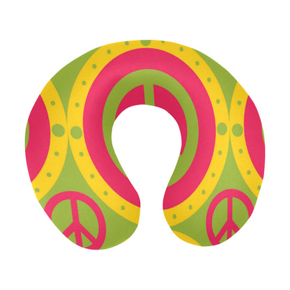 Peace Sign Pattern Print Design A01 U-Shaped Travel Neck Pillow
