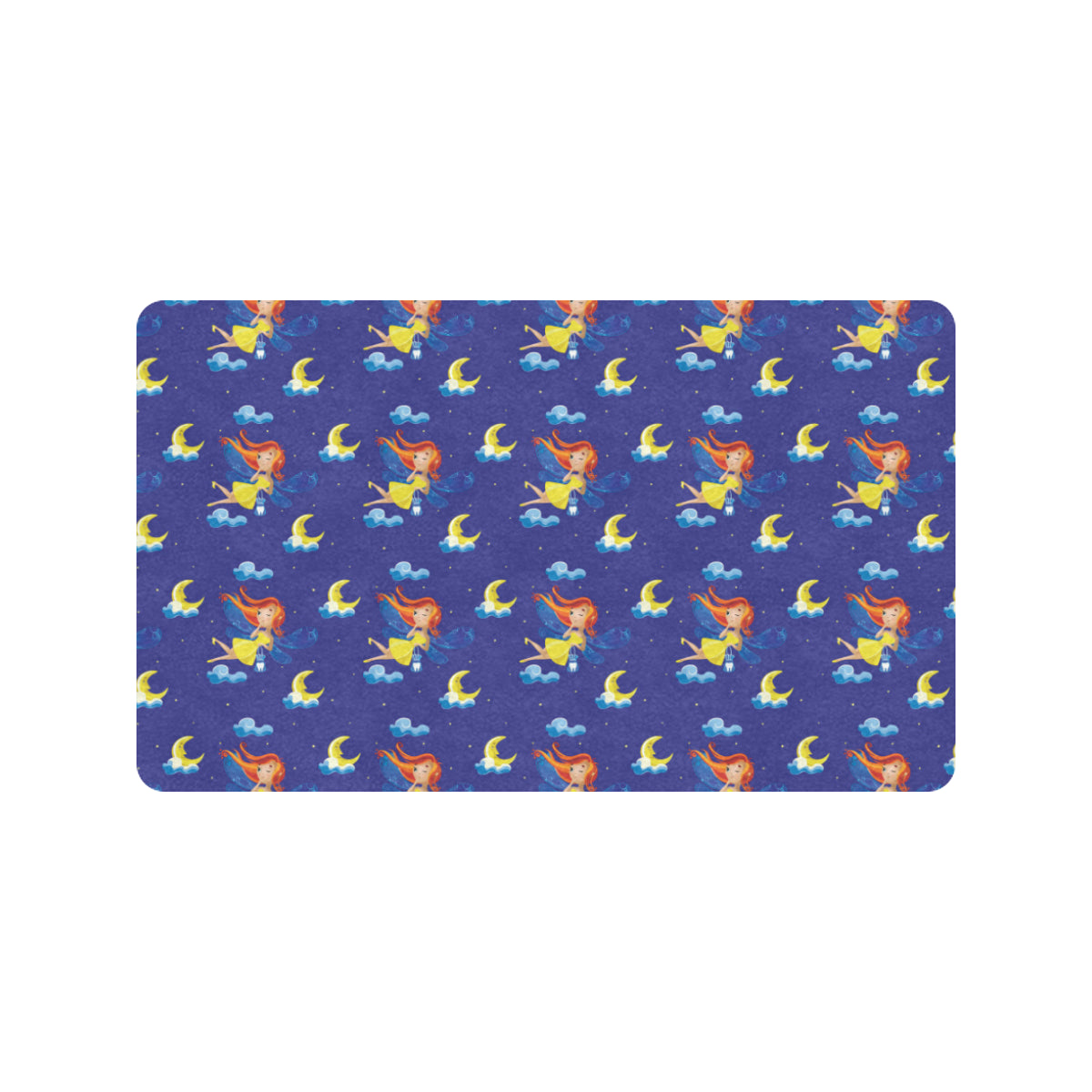 Fairy with Moon Print Pattern Rubber Doormat
