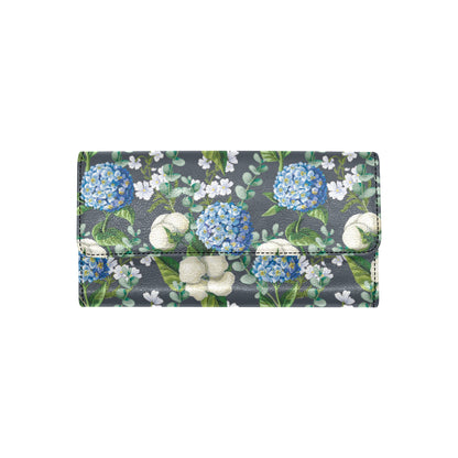 Hydrangea Pattern Print Design 02 Women's Trifold Wallet