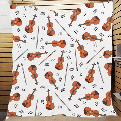 Violin Pattern Print Design 02 Premium Quilt