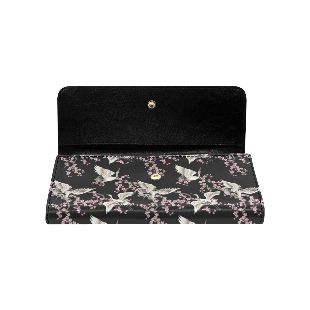 Crane Pattern Print Design 01 Women's Trifold Wallet