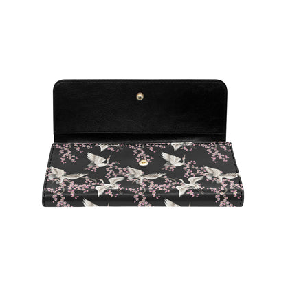 Crane Pattern Print Design 01 Women's Trifold Wallet