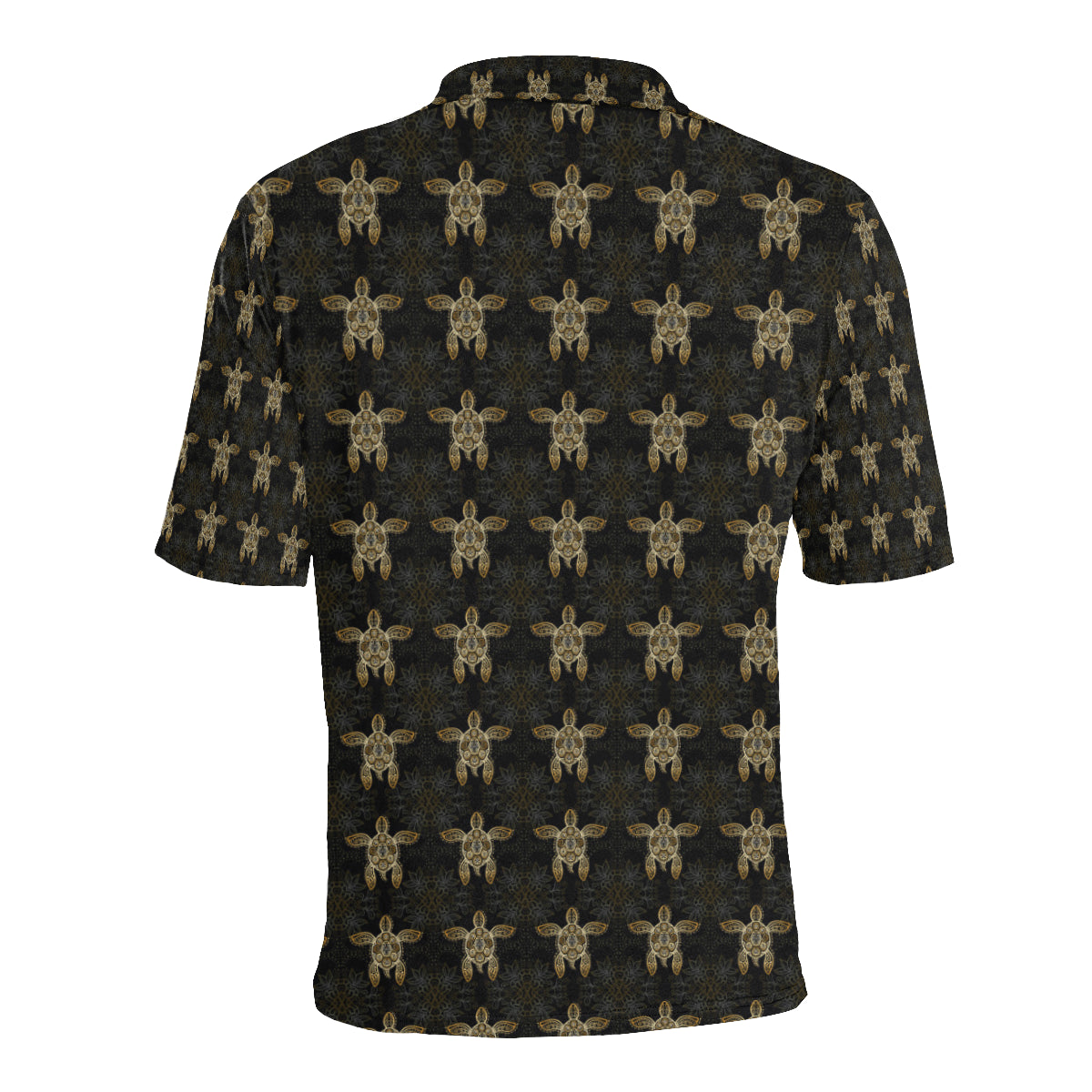 Gold Tribal Turtle Polynesian Design Men Polo Shirt