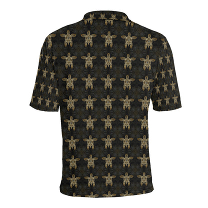 Gold Tribal Turtle Polynesian Design Men Polo Shirt