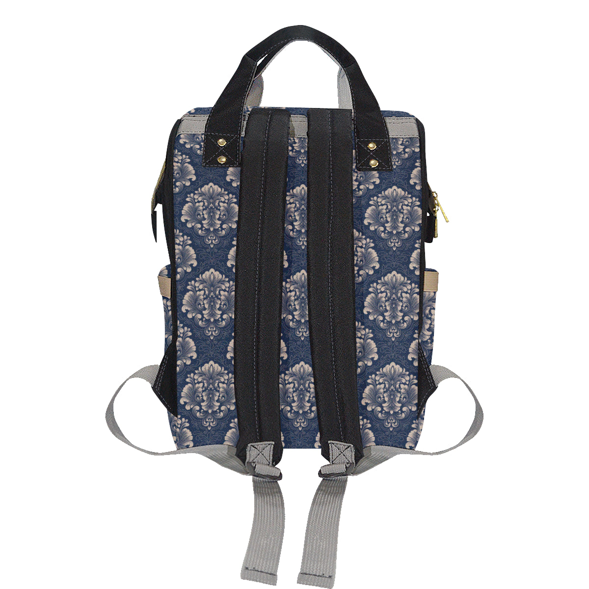 Damask Blue Luxury Print Pattern Diaper Bag Backpack