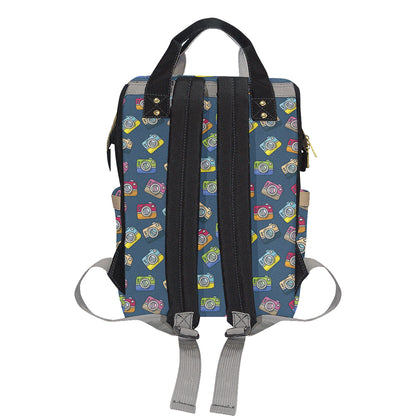 Camera Pattern Print Design 03 Diaper Bag Backpack