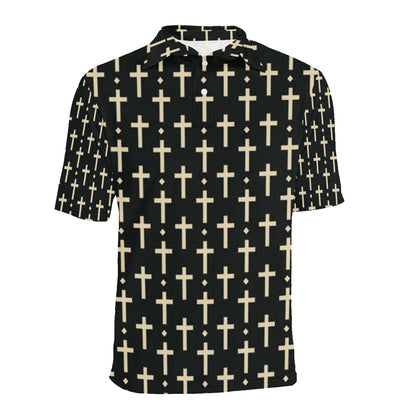 Cross Pattern Print Design 03 Men Polo Shirt