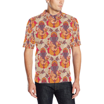 Ganesha Indian Pattern Print Design 02 Men Polo Shirt