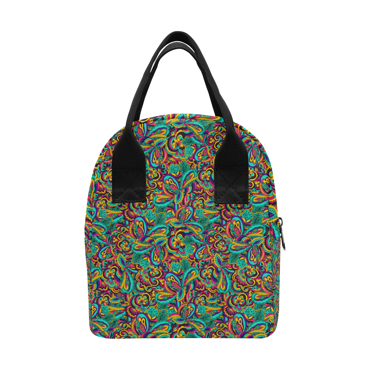 Psychedelic Trippy Floral Design Insulated Lunch Bag