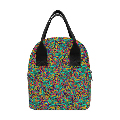 Psychedelic Trippy Floral Design Insulated Lunch Bag