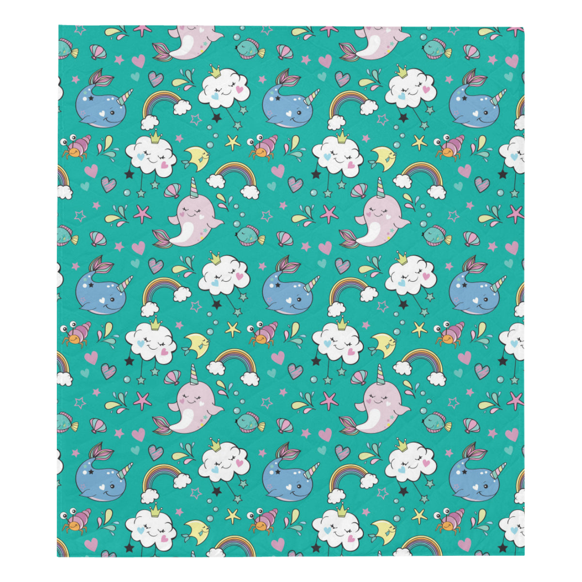 Narwhal Pattern Print Design 04 Premium Quilt