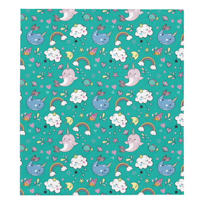 Narwhal Pattern Print Design 04 Premium Quilt