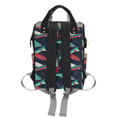 Fishing Bait Pattern Diaper Bag Backpack