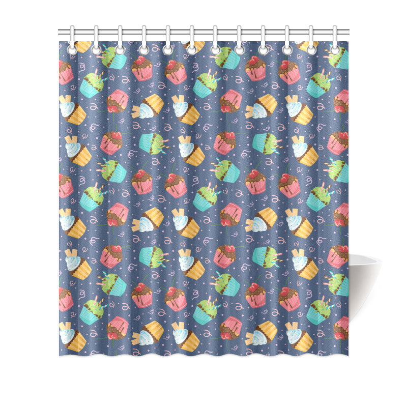 Cupcake Pattern Print Design 02 Shower Curtain