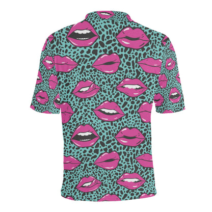 Lip Pattern Print Design 04 Men Polo Shirt