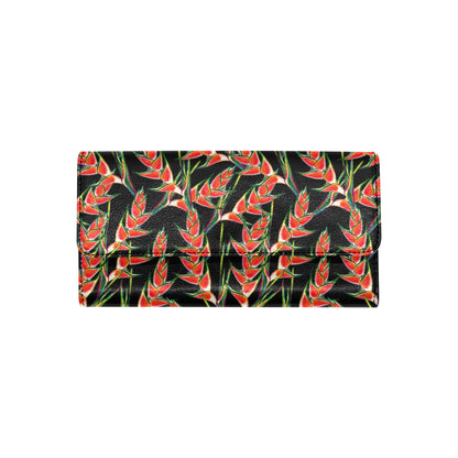 Heliconia Pattern Print Design HL010 Women's Trifold Wallet