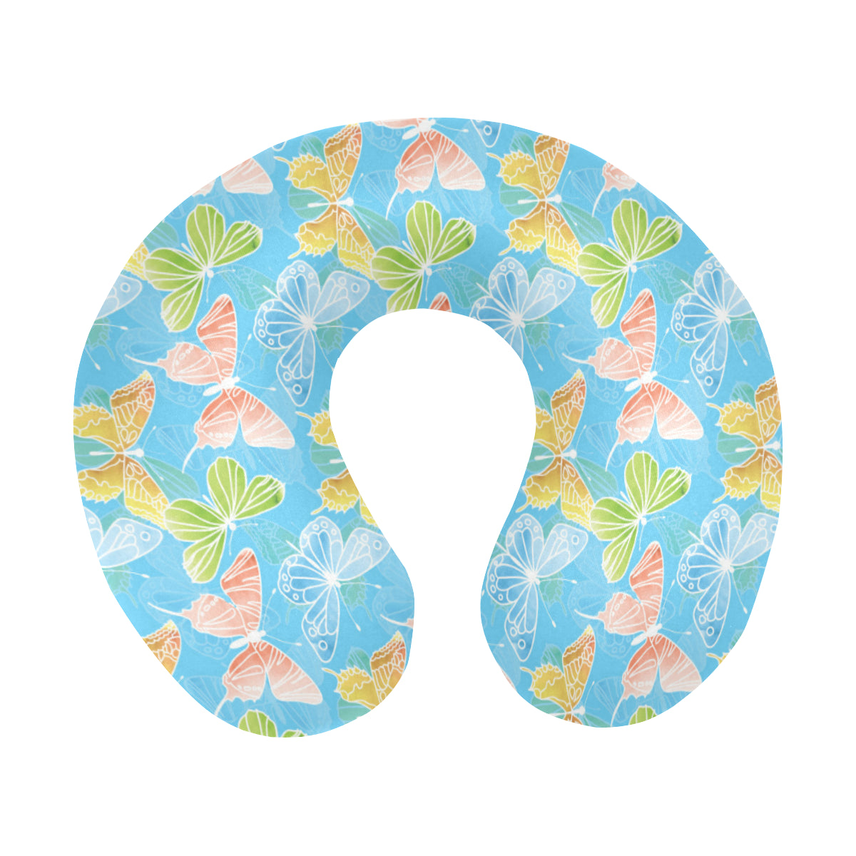 Butterfly Pattern Print Design 05 U-Shaped Travel Neck Pillow