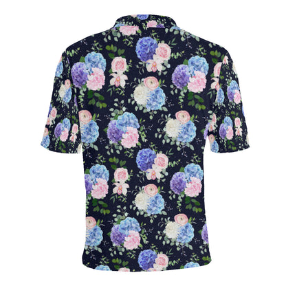 Hydrangea Pattern Print Design HD01 Men Polo Shirt