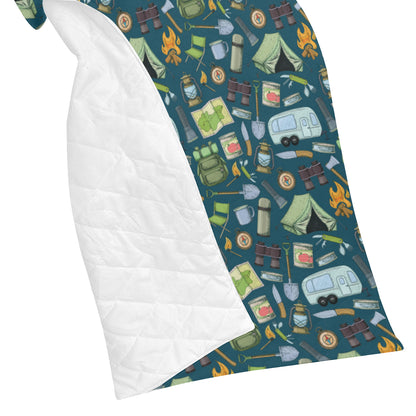 Camping Pattern Print Design 02 Premium Quilt