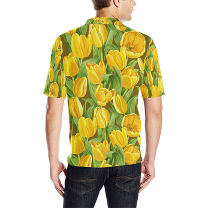 Tulip Yellow Pattern Print Design TP010 Men Polo Shirt
