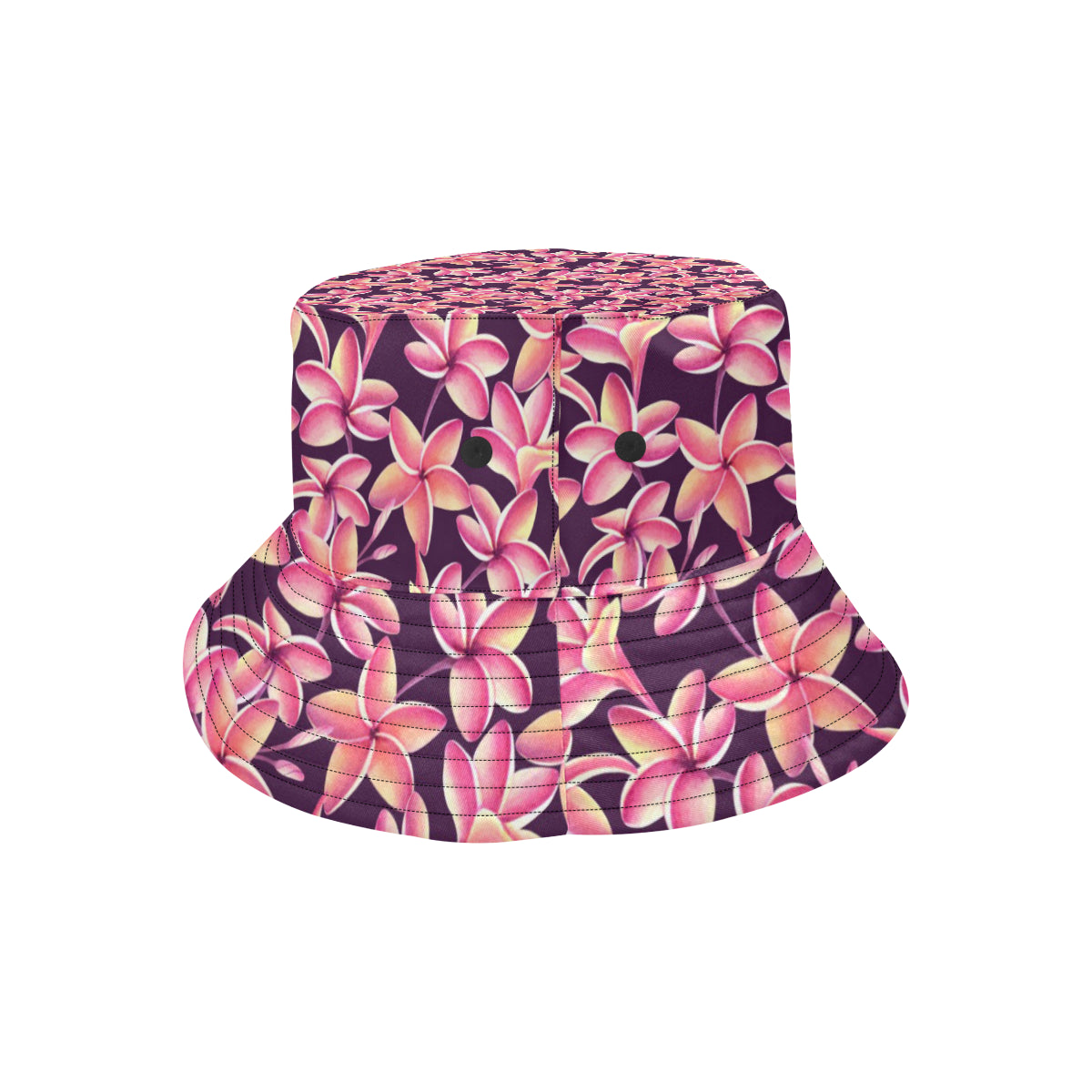 Purple Plumeria Pattern Print Design PM010 Unisex Bucket Hat